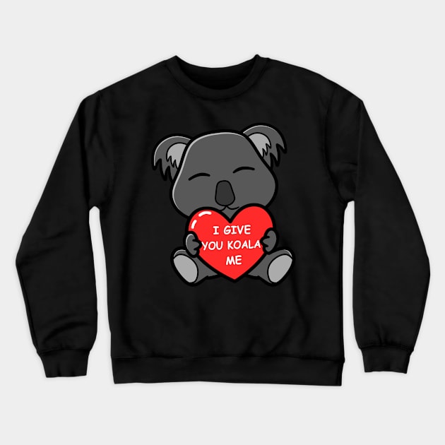 Koalified Valentine Cute Koala Valentine Funny Pun Crewneck Sweatshirt by Bubbly Tea